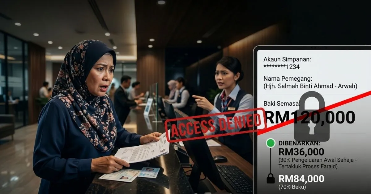 Akaun bank dibekukan selepas kematian